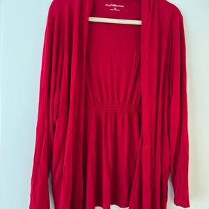 Croft & Barrow Vibrant Red Open Cardigan-1X